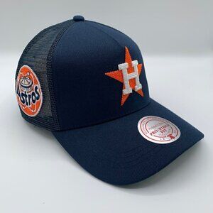 Houston Astros Navy Blue Mitchell & Ness Pro Pinch Fit Snapnback Trucker Hat New